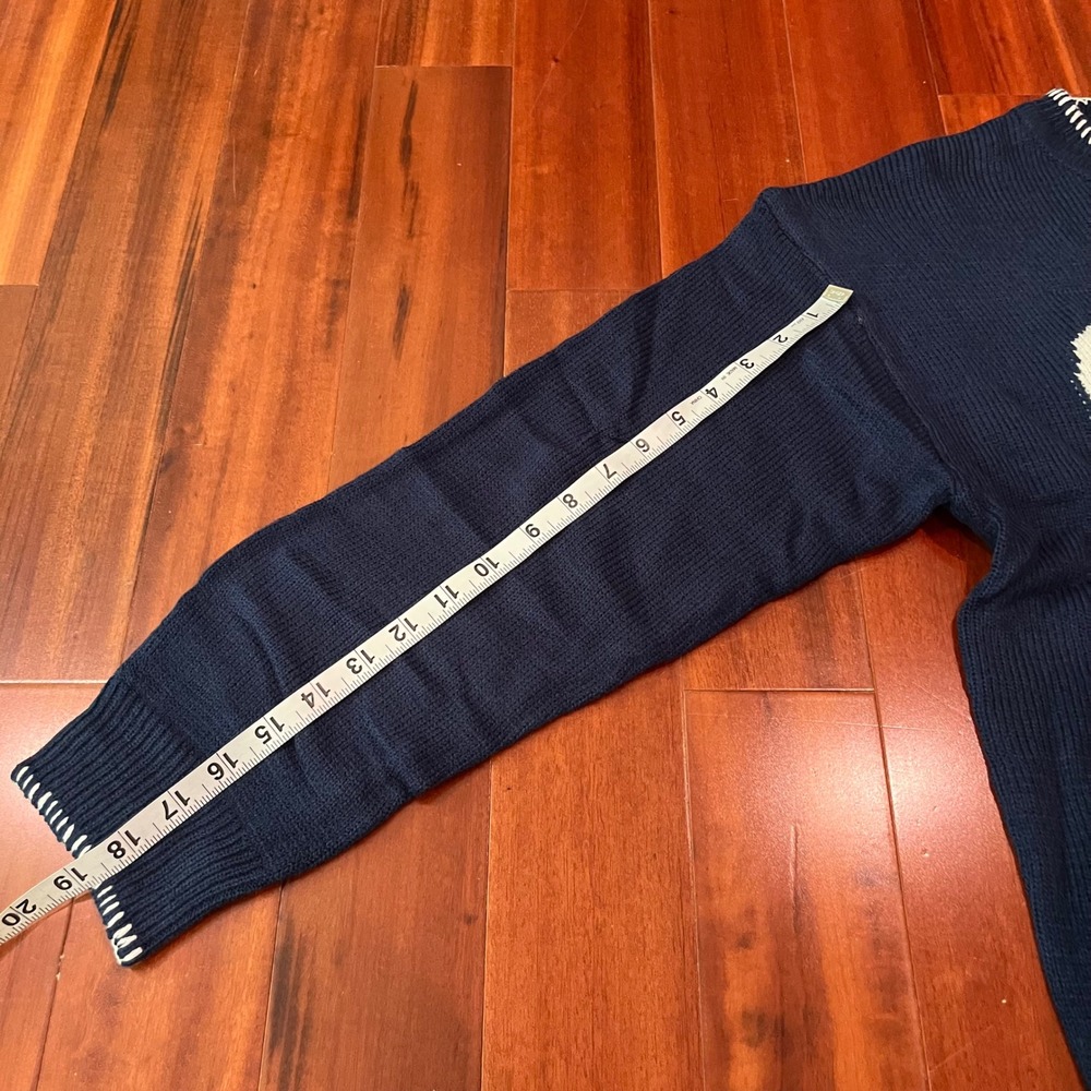 Blue White Bow Sweater Navy Miss Sparkling‎ Knit Crew Long Sleeve New Size Small - Picture 8 of 8